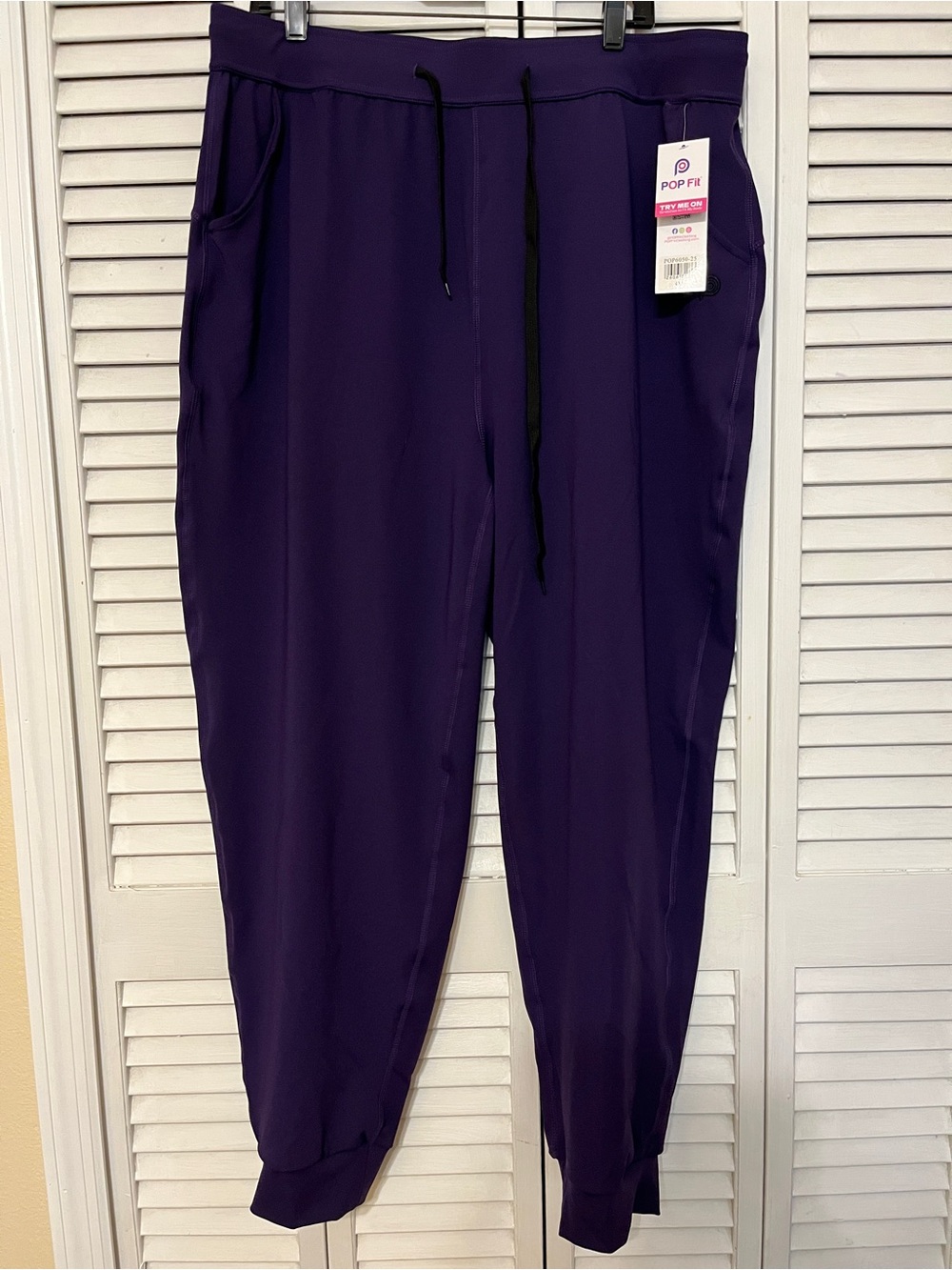 NWT Pop Fit Plus Size Purple Lightweight Jogger Pants size 4XL MSRP $64.50